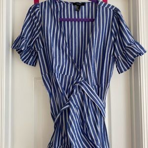 Forever 21 blue and white wrap dress. Size M